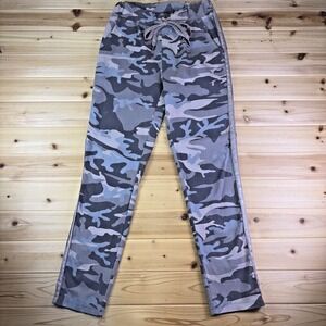 Bevy Flog Pants Womens Small Gray Camo Shely Joggers Metallic Side Detail Pants